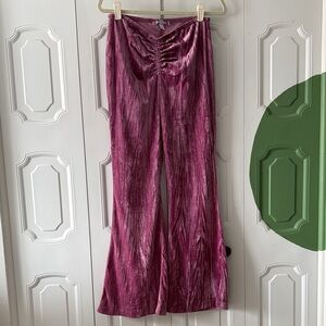 Urban Outfitters Velvet Ruched Pink Pants